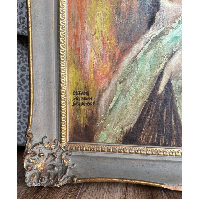 Mid-Century Modern 1950's Young Woman Portrait Oil Painting Framed in Rococo Revival Frame by Esther Seymour Stevenson For Sale - Image 3 of 6