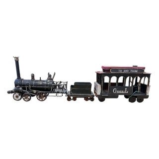 Vintage Decorative Metal Train Model With Passenger Car For Sale