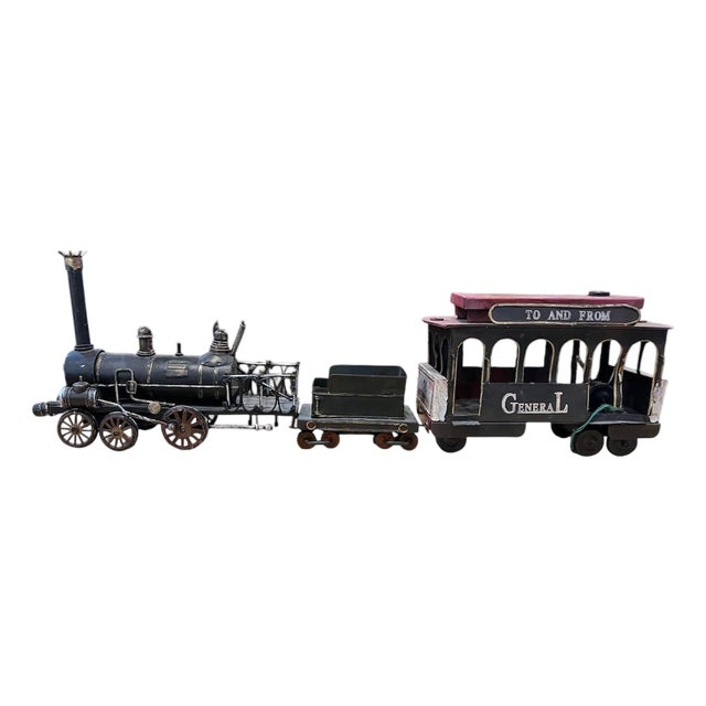 Vintage Decorative Metal Train Model With Passenger Car For Sale