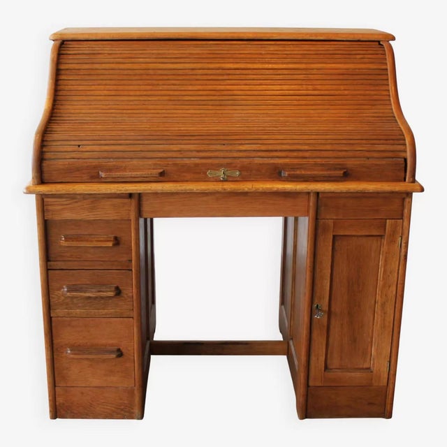 American Desk in Light Oak, Late 19th Century For Sale - Image 15 of 15