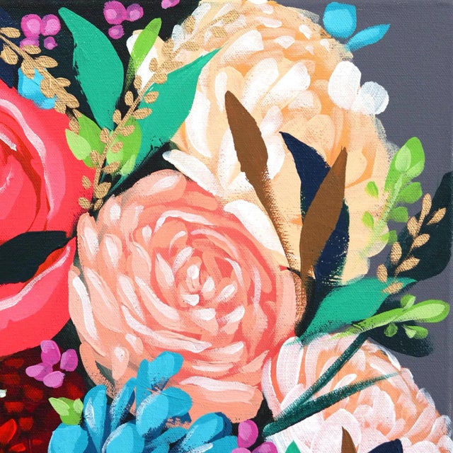 Contemporary "Gold Vines" Contemporary Original Botanical Portrait Mixed-Media Painting by Sally K For Sale - Image 3 of 8