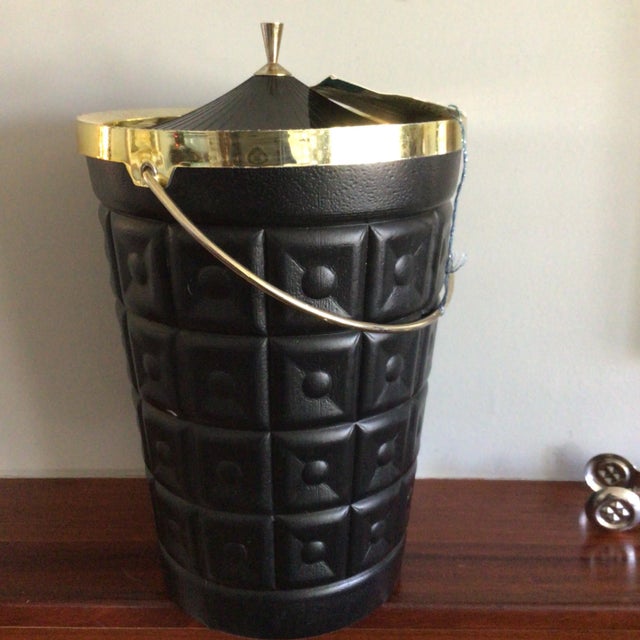 Metal Lustro’ware Triple Insulated Ice Bucket and Wine Cooler Model B-100 With Hoffpritz Ice Tongs For Sale - Image 7 of 13