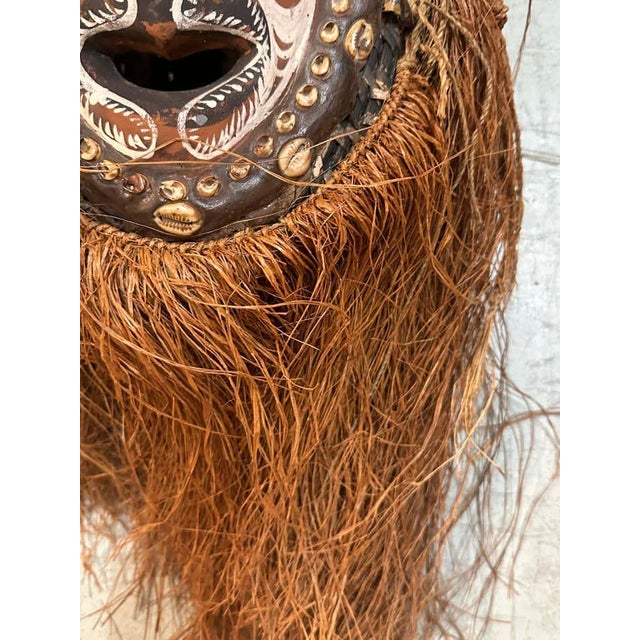 Traditional Oceanian Bamboo Mask With Long Hair From New Guinea For Sale - Image 3 of 6