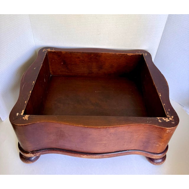 Antique Upholstered Wood Serpentine Storage Footstool on Bun Feet For Sale - Image 11 of 12