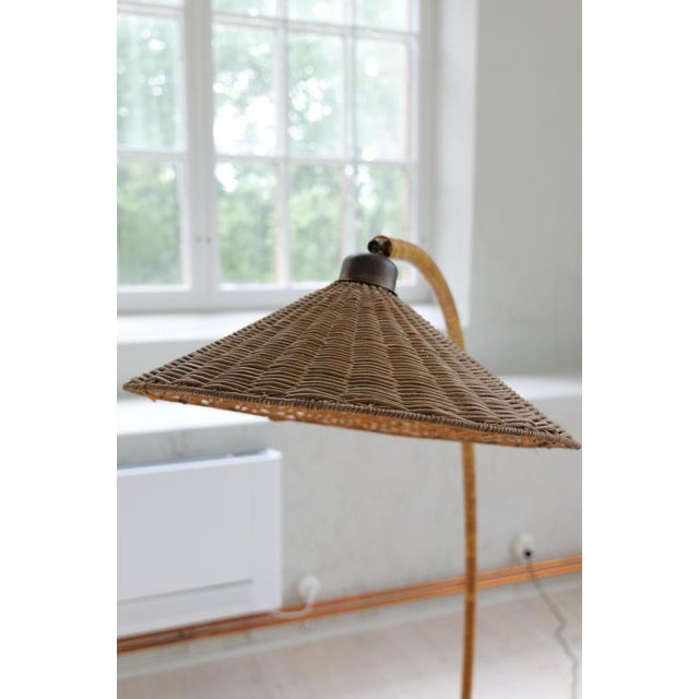 Wood Art Deco Swedish Grace Floor Lamp in Art Glass and Beech, 1930s For Sale - Image 7 of 18