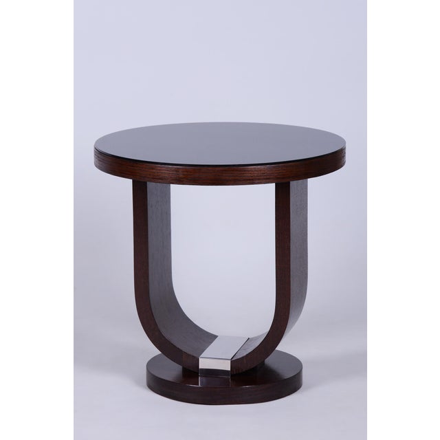 Art Deco Small Table in Oak, Silver Plating, and Glass, France, 1920s For Sale - Image 13 of 13
