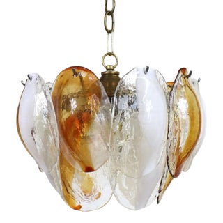 Small Amber and White Murano Glass Shells Pendant Light by La Murrina For Sale