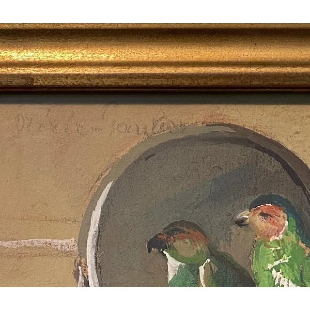 Jane Nérée-Gautier, Still Life with a Bird, Gouache on Cardboard, 1920s, Framed For Sale - Image 4 of 7