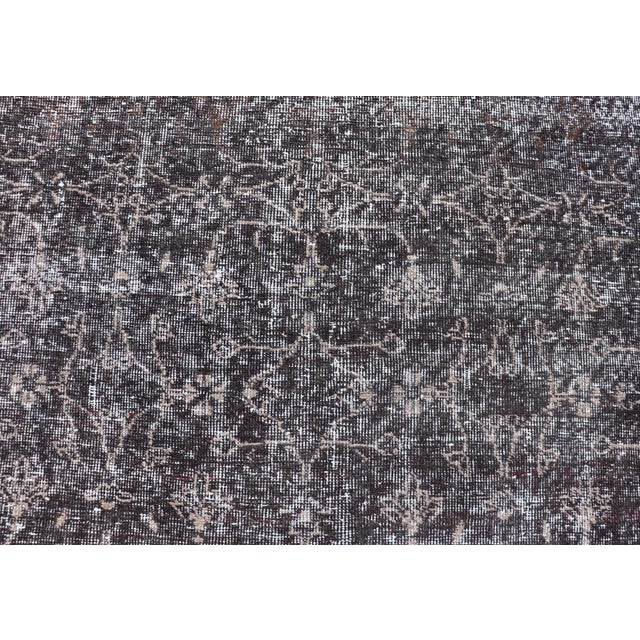 Over Dyed Gallery Oushak With All-Over Floral Design in Charcoal, Cream & Grays For Sale - Image 9 of 15
