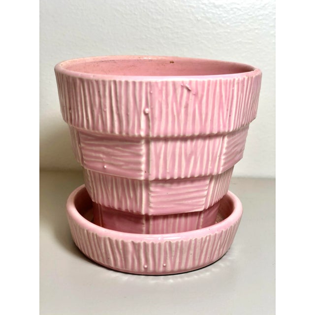 McCoy Pottery 1940s - 1960s Small "Pink" Mid-Century Flower Pot and Saucer For Sale - Image 9 of 9