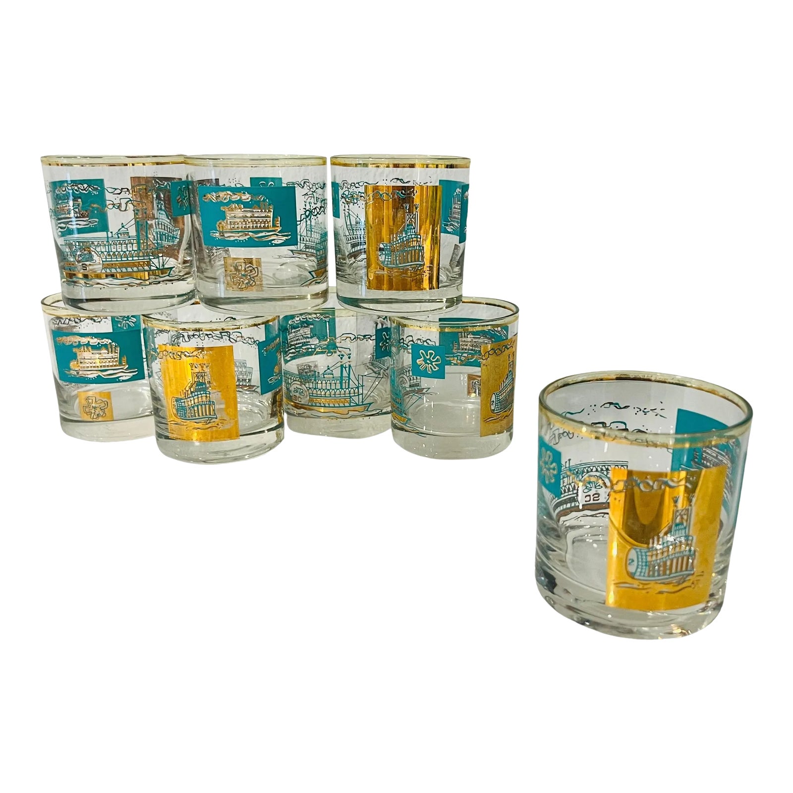 Midcentury 22k Rocks Glassware Set of 8 Chairish