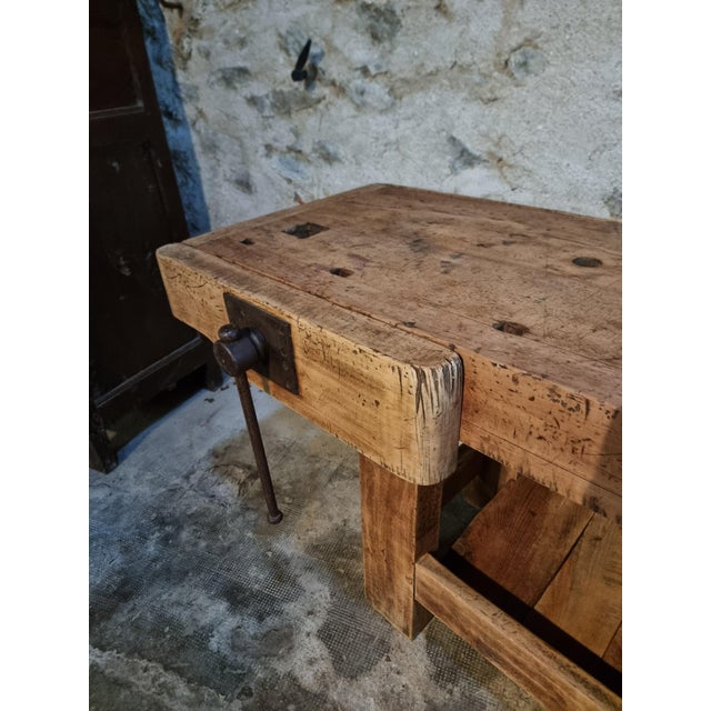 Wood Antique Beechwood Workbench, France, 1890s For Sale - Image 7 of 18