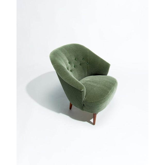 1950s Swedish Lounge Chair with Chase Erwin Mohair Velvet by Carl Malmsten for O.H. Sjögren, 1950s For Sale - Image 5 of 10