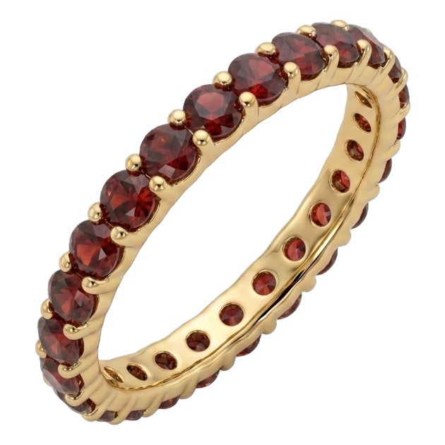 Garnet 3mm Eternity Band Ring | Minimalist Stacking Dainty Band Ring Us 7 For Sale