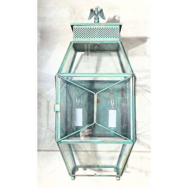 Metal Vintage Solid Brass Outdoor Wall Lantern / Wall Sconce 9”w X 9”.5 D X 19”.5 H For Sale - Image 7 of 13