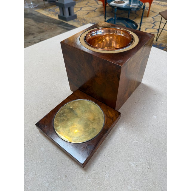 Wood Tommaso Barbi Burl Wood Ice Bucket, Italy, 1970s For Sale - Image 7 of 7
