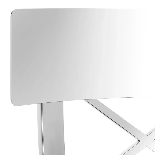 Metal 39''H Stainless Steel Cross Back Barstool in White & Chrome For Sale - Image 7 of 11