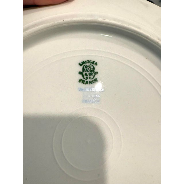 Art Nouveau Pair of Limoges Porcelain Floral and Gold Platters For Sale - Image 3 of 4