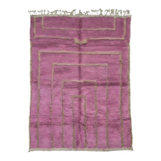 Contemporary Pink Moroccan Handmade Rug - 8.2 X 6.5 Ft For Sale