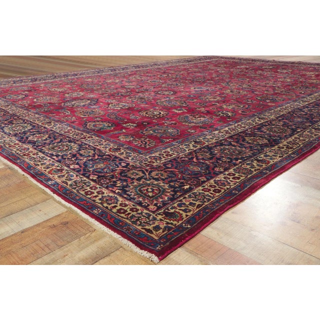 Textile Early 20th Century Antique Persian Mashhad Rug, 11'07 X 16'09 For Sale - Image 7 of 10