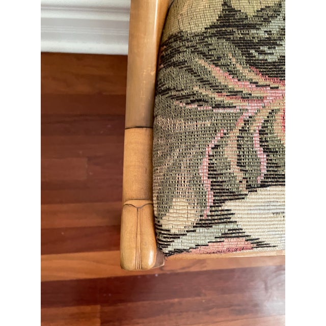 Wood Biedermeier Revival Burl Veneer Inlay Side Chair With Floral Tapestry Seat, Circa 1930s For Sale - Image 7 of 12