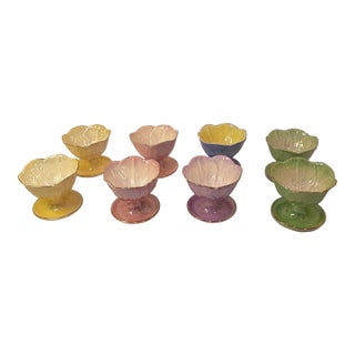 Vintage English Pearl Lustre Stemmed Dessert Bowls - Set of Eight For Sale