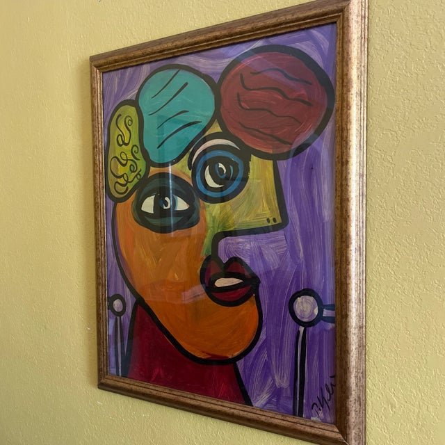 Abstract Late 20th Century Abstract Portrait Painting by Peter Robert Keil, Quality Framed For Sale - Image 3 of 11