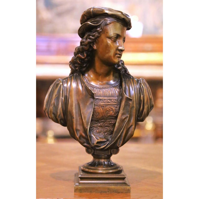 19th Century French Renaissance Revival Bronze Bust by Alexandre Duchoiselle For Sale In Dallas - Image 6 of 10