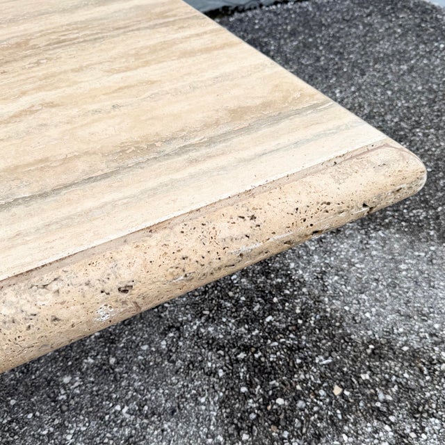 Stone Italian Travertine Bullnose Edge Coffee Table For Sale - Image 7 of 10
