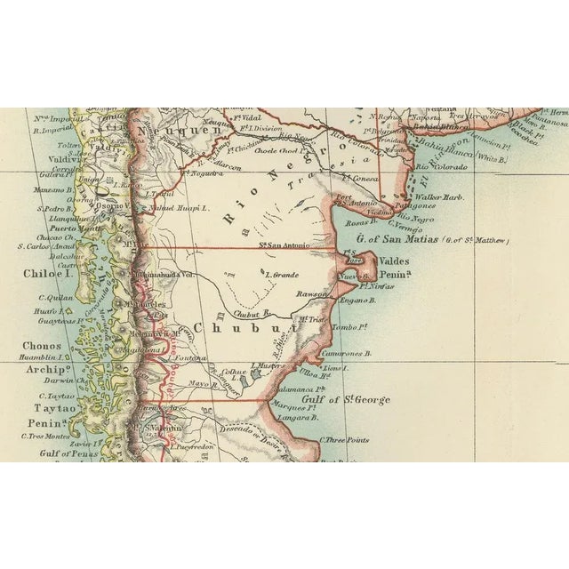 Paper Map of Southern South America by K. Johnston, 1903 For Sale - Image 7 of 10