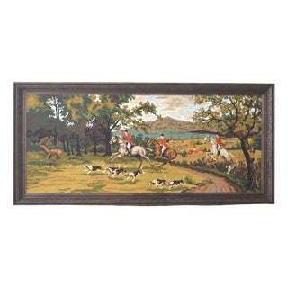 Vintage Hunting Scene Tapestry, 1940 For Sale