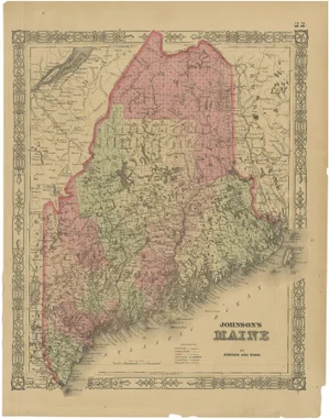 Antique Maine County Map, 1864