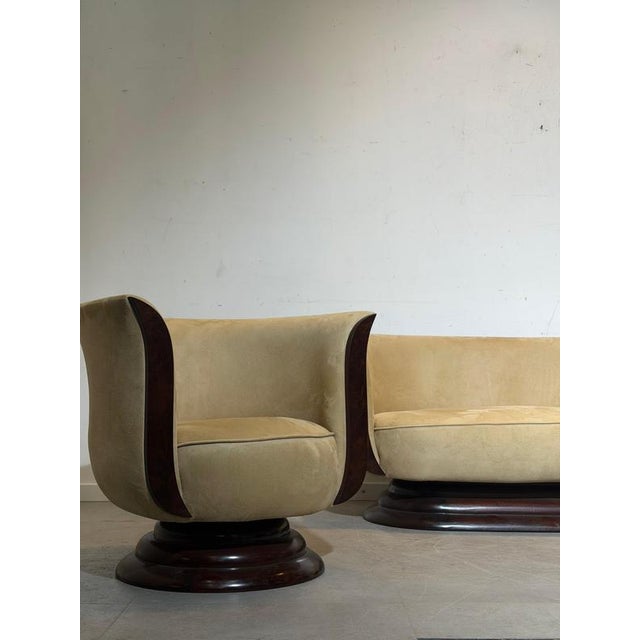 Art Deco Tulip 2-Seater Sofa and Club Chairs from Hotel Le Malandre, Set of 3 For Sale - Image 5 of 11
