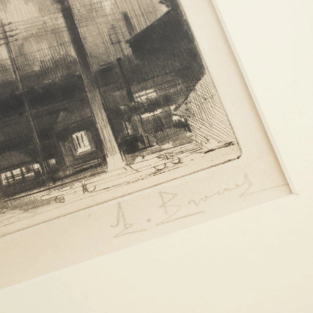 Etching of an Industrial Landscape by Auguste Brouet, 1925 For Sale - Image 4 of 8