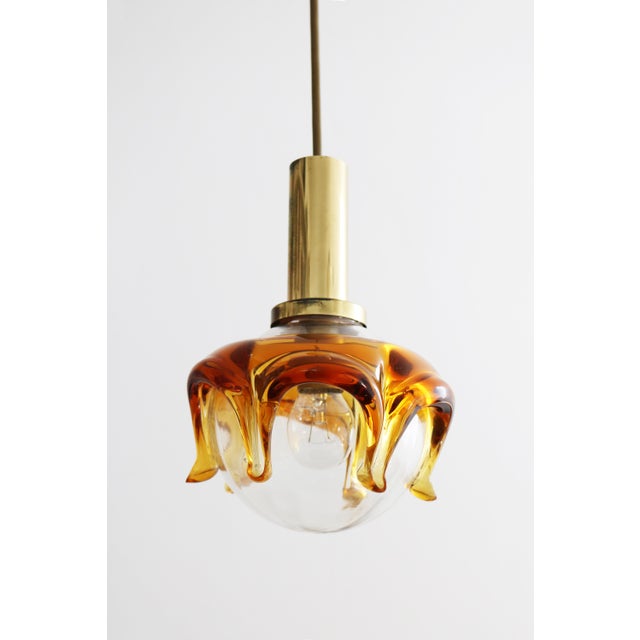 Small Space Age Brass Bubble Murano Glass Pendant Light, 1970s For Sale - Image 6 of 6