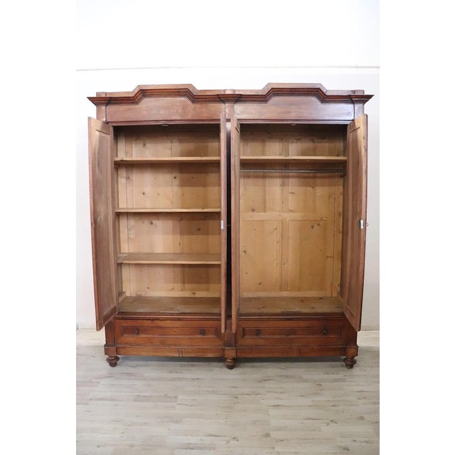 Large Antique 19th Century 4-Door Wardrobe in Walnut For Sale - Image 3 of 18