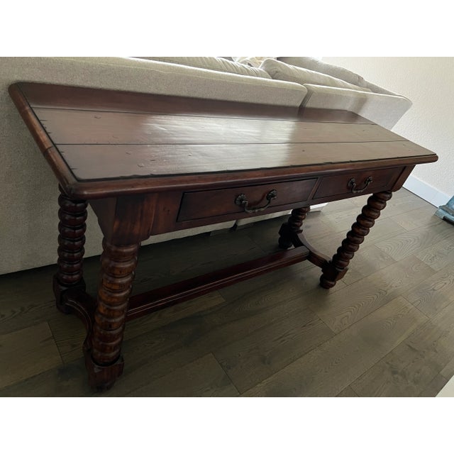 2000 - 2009 Solid Wood Console Bobbin Spindle Spool Table For Sale - Image 5 of 6