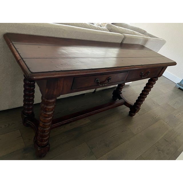 2000 - 2009 Solid Wood Console Bobbin Table For Sale - Image 5 of 6
