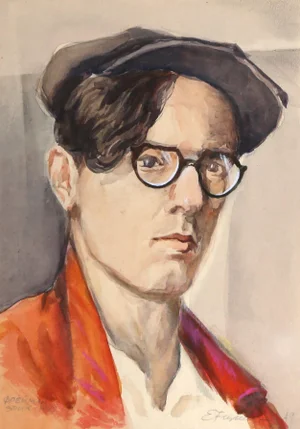 Erik Freyman, Self Portrait, Watercolor With Pastel