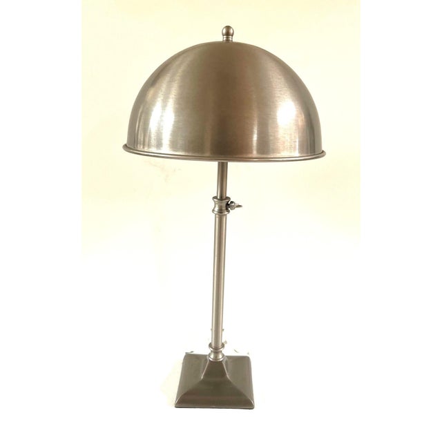 Metal Vintage Nickle Plated Adjustable Table Lamp with Hardwired Integral Helmet Shade For Sale - Image 7 of 17