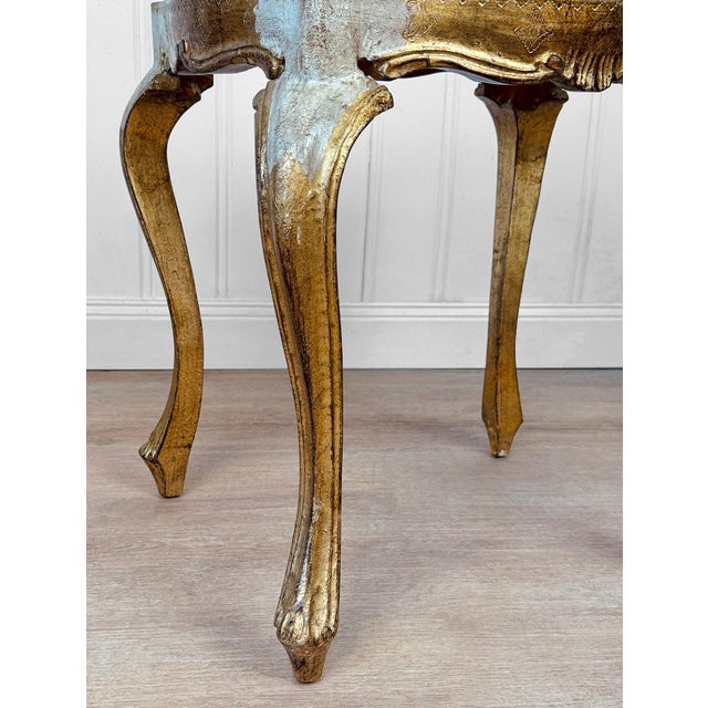 Gold Vintage Italian Rococo Gold Giltwood Side Table For Sale - Image 8 of 10