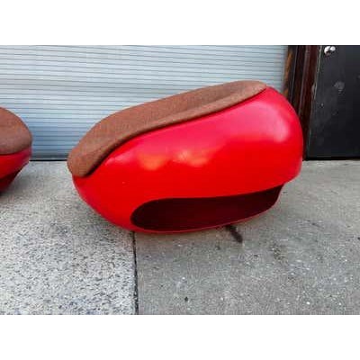 Mid-Century Modern Mario Sabot Pod Chairs, Fiberglass & Upholstered, Mid-Century Modern For Sale - Image 3 of 12