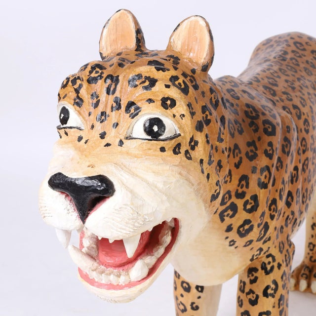 Carved and Painted Wood Jaguar or Big Cat For Sale In West Palm - Image 6 of 8