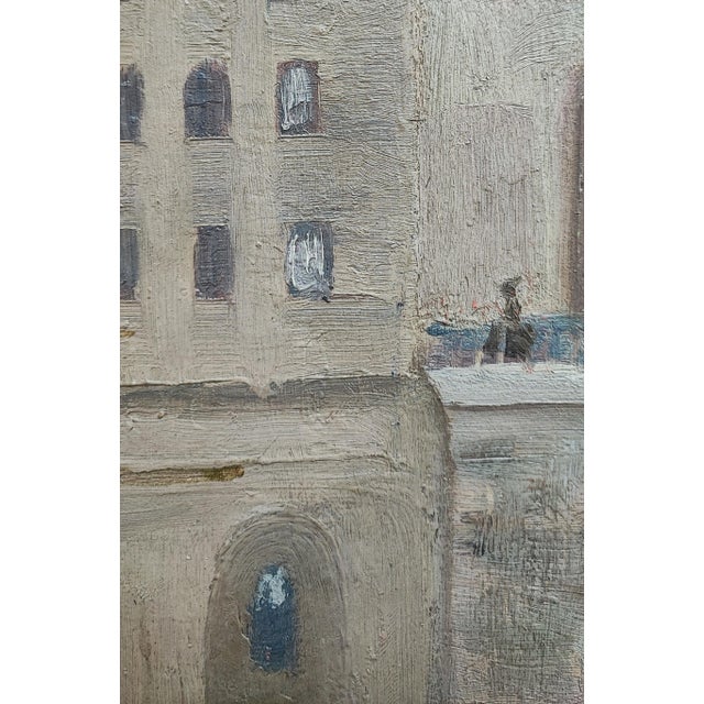 Wood Marcel Ducret, Landscape at the Bridge, 1950s, Oil & Wood For Sale - Image 7 of 11