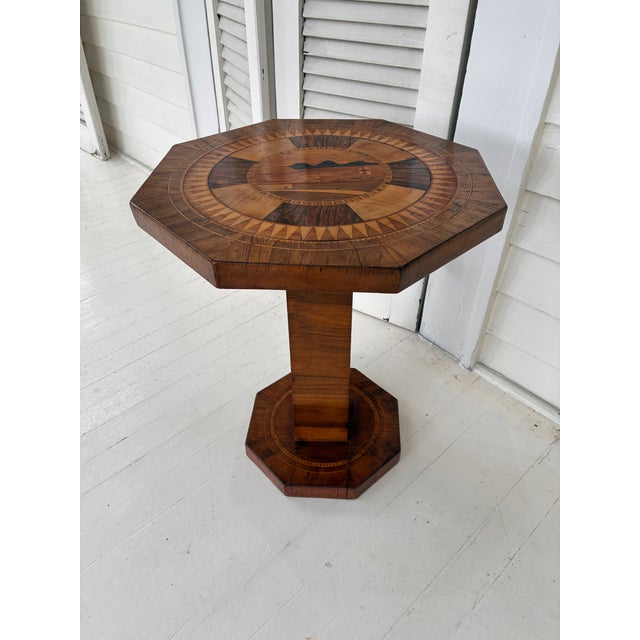 Wood Late 20th Century Italian Octagonal Marquetry Side Table For Sale - Image 7 of 7