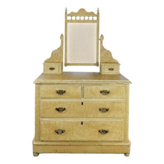 Late 19th Century Antique English Scumble Painted Dressing Chest With Mirror For Sale