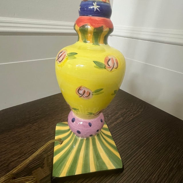 Art Deco Whimsical Ceramic Candlestick Lamp in Style of Mackenzie Childs For Sale - Image 3 of 9