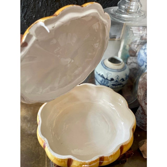 Lovely, Italian ceramic tureen, presented in the shape of a pumpkin. Hand painted, is a wonderful, soft orange, with some...