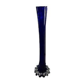 Blue Twisted Glass Vase, 1960s For Sale