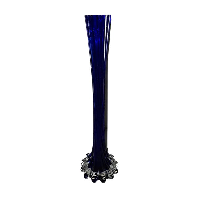 Blue Twisted Glass Vase, 1960s For Sale